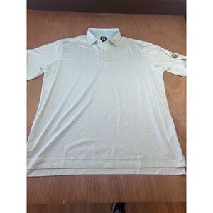FootJoy FJ Men’s Golf Polo Shirt XL Blue Green Floral Tournament Patch Stretch